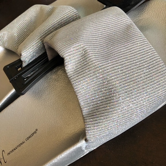 INC Macy's Silver Metallic Slide Slippers NWT! - Picture 3 of 3